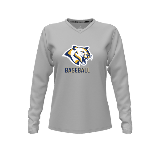 [FTLVCFGY-FYXS-LOGO1] Comfort T-Shirt (Female Youth XS, Gray, V Neck, Logo 1, Long Sleeve)
