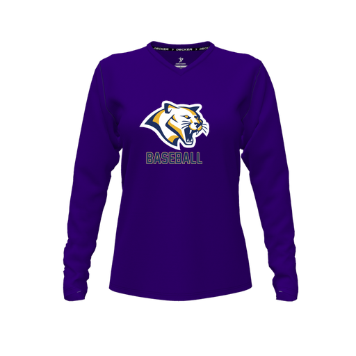[CUS-DFW-TEES-CMF-VNK-LSL-PUR-FYXS-LOGO1] Comfort T-Shirt (Female Youth XS, Purple, V Neck, Logo 1, Long Sleeve)