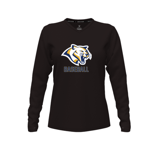 [FTLVPTBK-FYXS-LOGO1] Decker Performance T-Shirt (Female Youth XS, Black, V Neck, Logo 1, Long Sleeve)